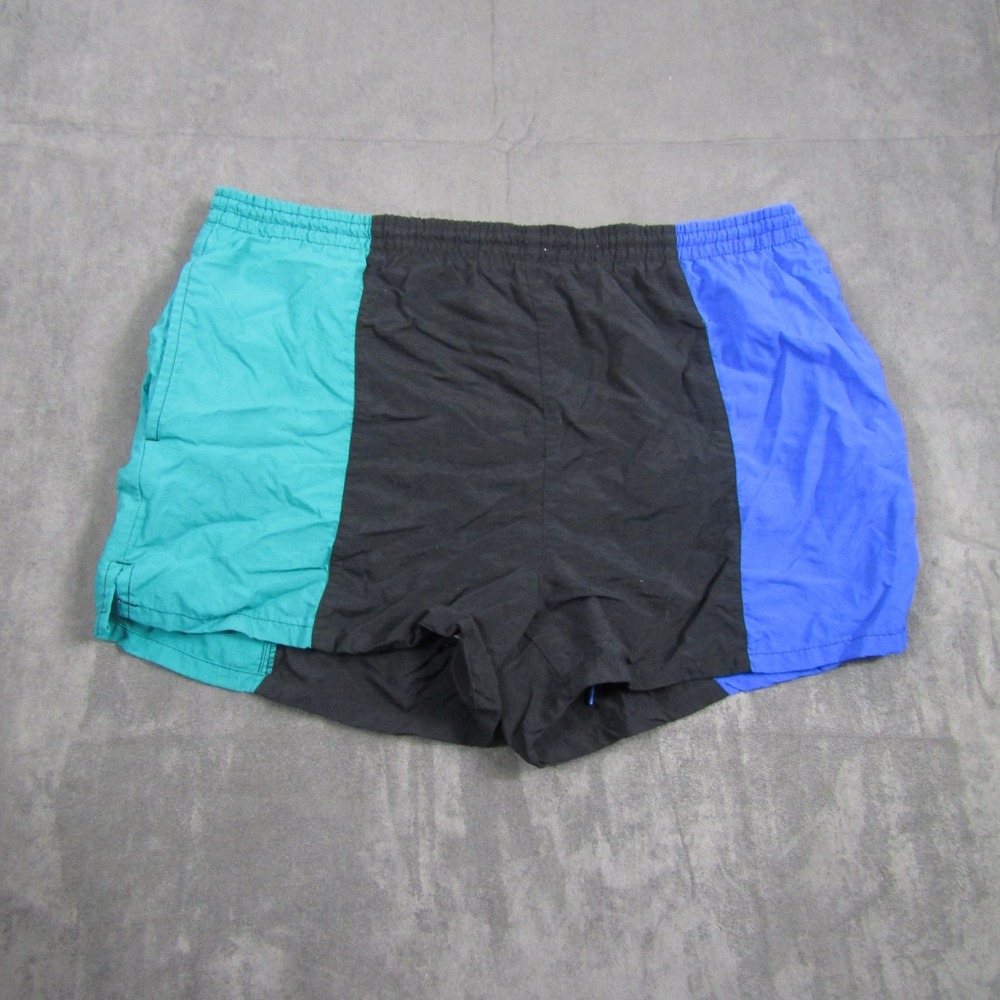 INC International Concepts Swim Trunks Mens Large Multi Colorblock Nylon Retro